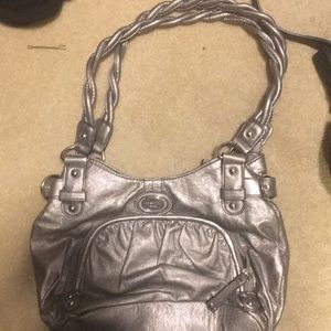 Gray metallic purse